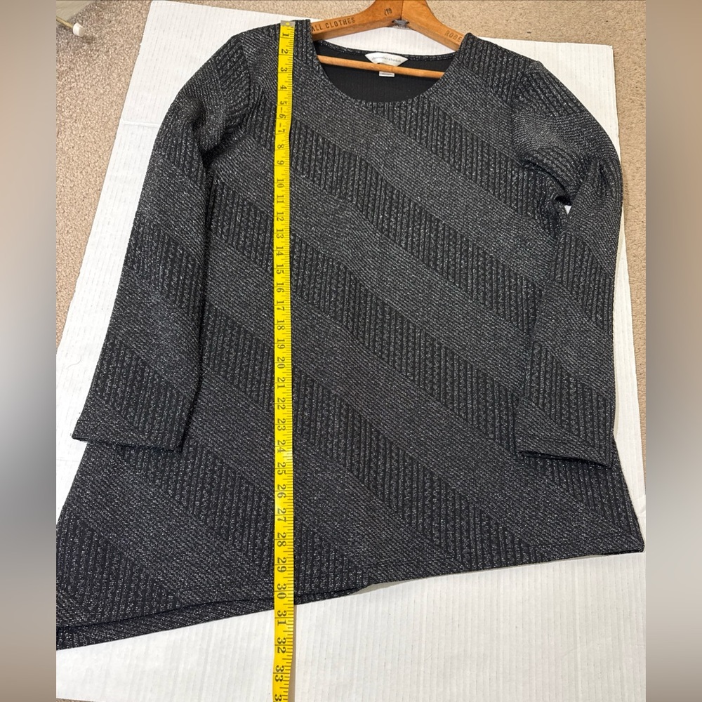 SALE🔥 Holiday Tops Christopher & Banks Women's Black Metallic Tunic Top Size XL - Picture 6 of 8